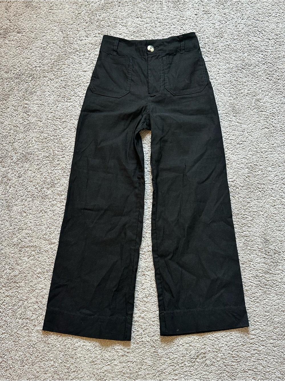 Maeve The Colette Anthropologie Women's Black High Rise Wide-Leg Pants Pocket 25